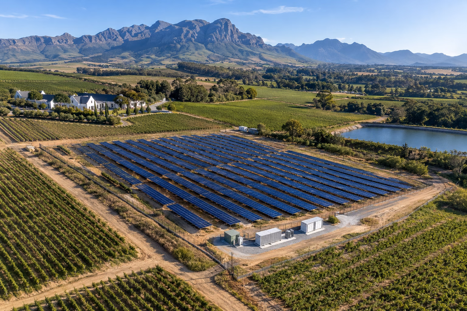 Lanzerac Wine Estate solar PV and battery system, Stellenbosch